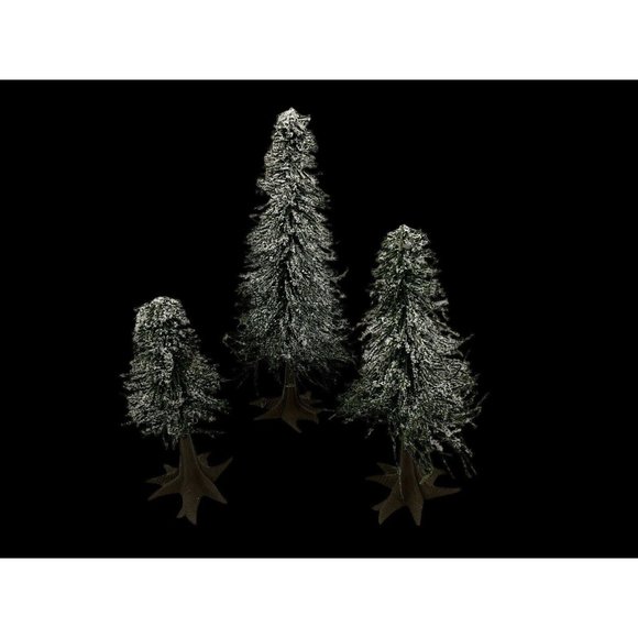 Department 56 Village Accessories Frosted Norway Pines #51756 Set of 3 VTG Trees - Picture 3 of 15